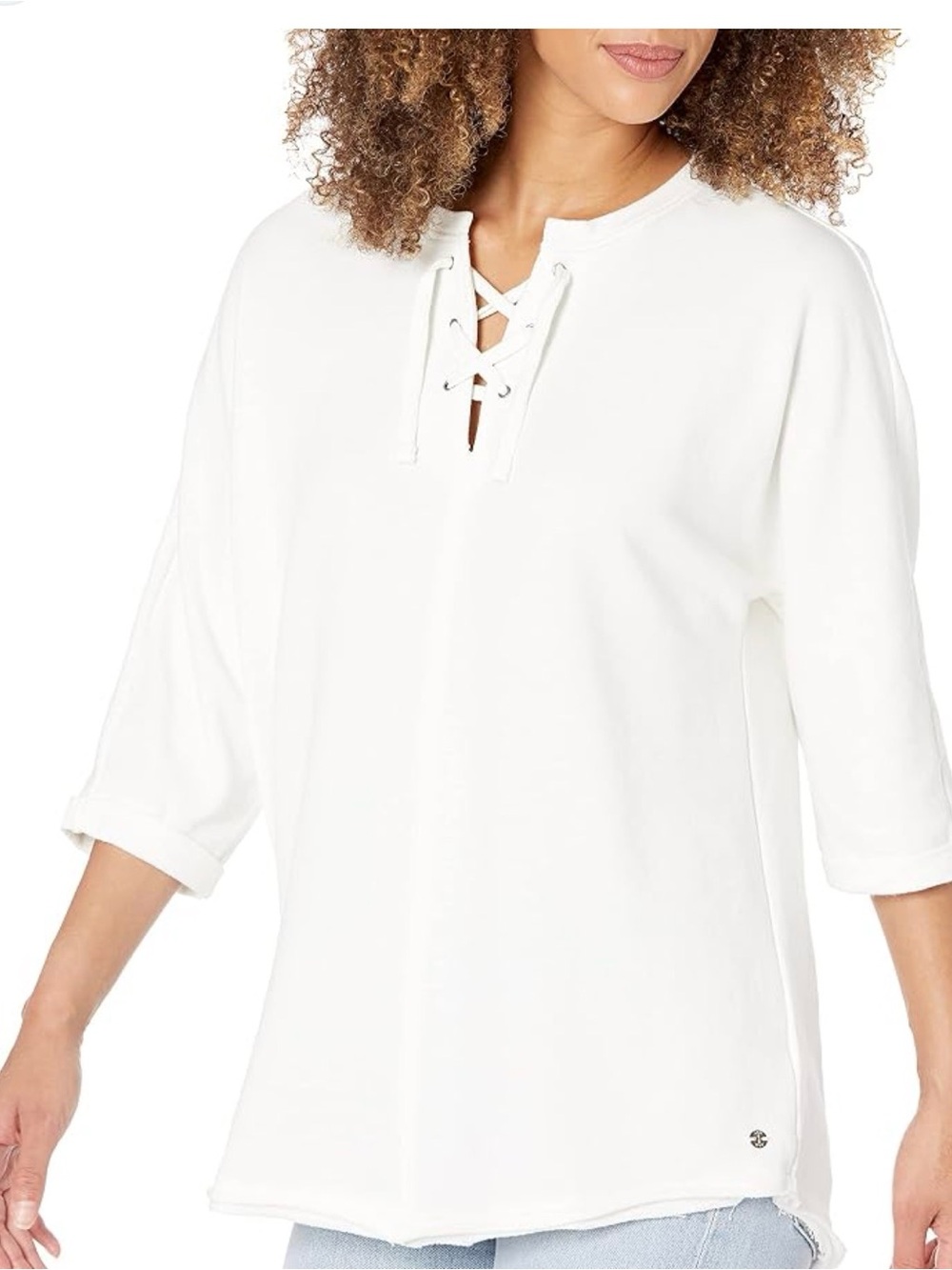 Jag Jeans Women's White Debbie
Lace-Up Knit Top Size S
